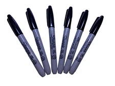 6 ) Count Sharpie Markers Fine Point Tip Black Permanent 30001 NWOB