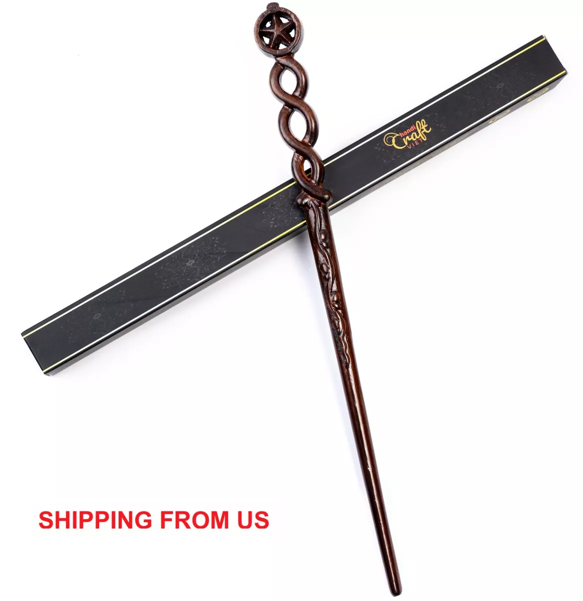 Handicraftviet Hand Carved Wood Star Magic Wand/ Wizard wand for