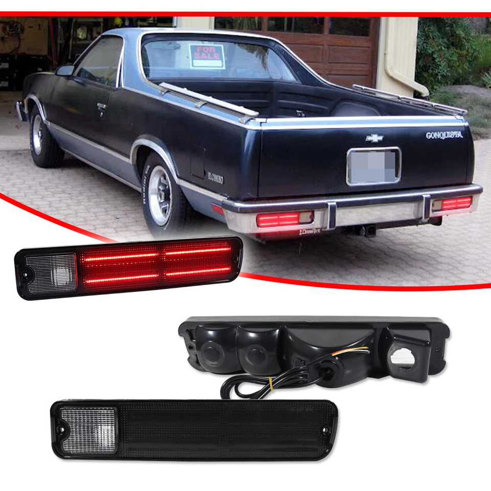 For Chevy El Camino Malibu GMC Caballero 79-87 Smoked Taillamp Turn Signal Light - Image 3 of 4