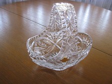 Lead Crystal Bleikristall Korb mit Griff 23 cm hoch Schale Obstkorb 70er 80er