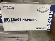 AmerCare Beverage Napkins - NK2P1010BK - 10"x10" Black - 1,000 ct.