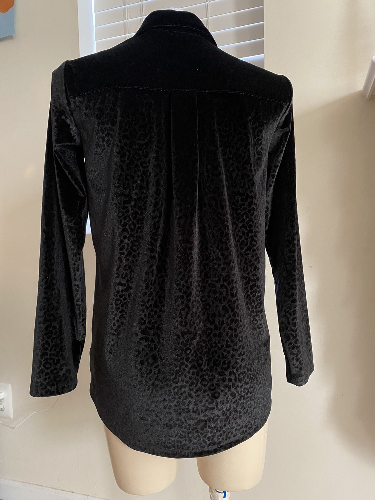 lands end womens XSP velour like cheetah long sleeve button down top mint cond eBay