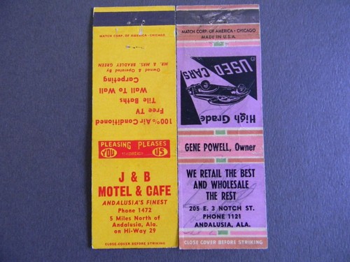 Andalusia Alabama hospitality f&b used cars low #s matchbooks