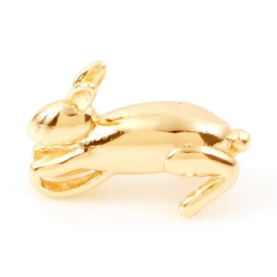 2 x 18K vergoldet Osterhase Hase Charm Anhänger 13mm x 8mm