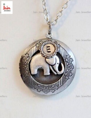 Fine Jewelry 18 Kt Hallmark Real Solid White Gold Baby Elephant Necklace  Pendant