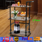 3 Tiers Industrial Serving Cart Bar Kitchen Trolley Wine Rack Stand on Wheels