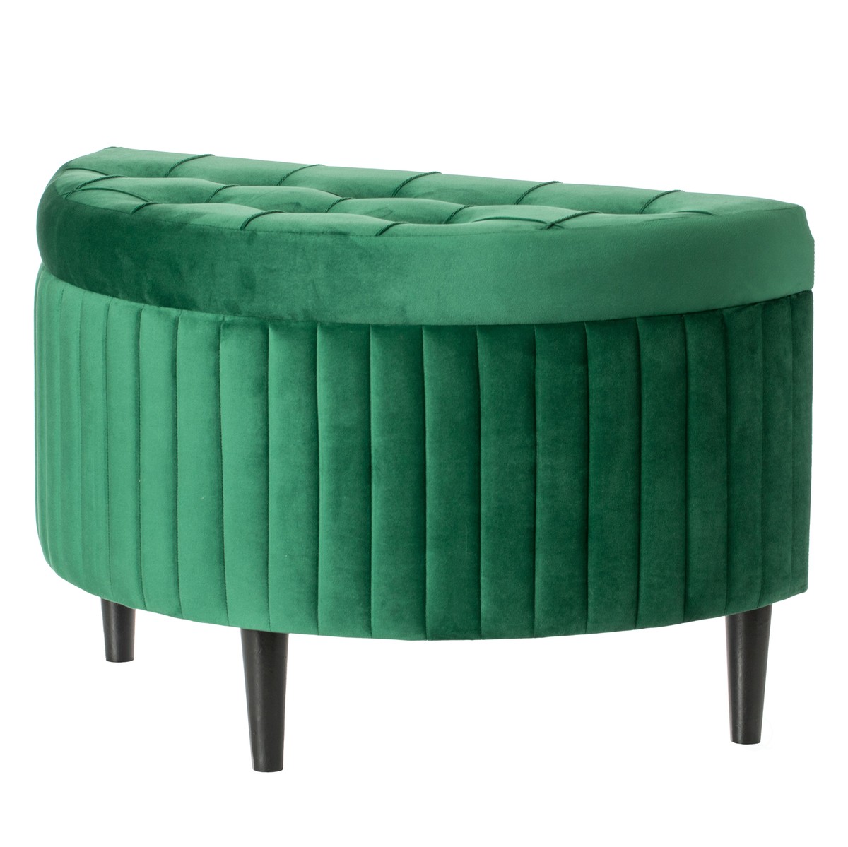 New Half Moon Modern Velvet Tufted Storage Ottoman Bench, Green