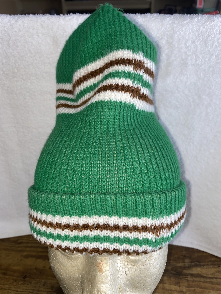Vintage Green Brown Stripes Retro Ski Warm Stocking Hat Toque