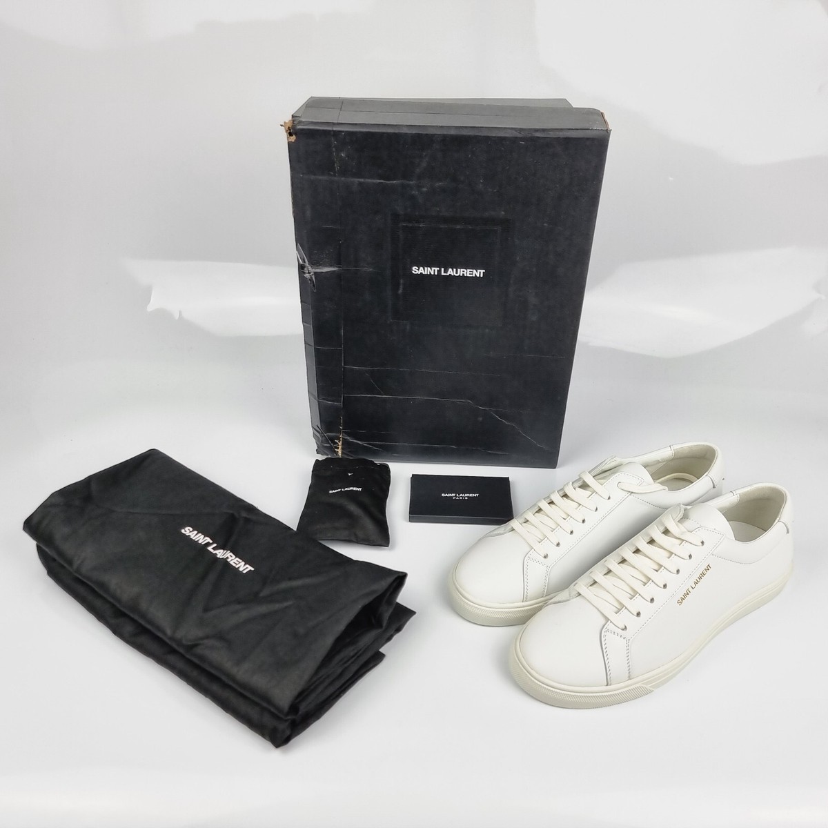 SAINT LAURENT Andy Women's White Low Top Leather Sneakers SAINT LAURENT Andy Women's White Low Top Leather Sneakers