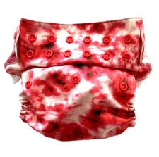 Mama Koala Cloth Diaper Baby One Size Pink Red Tie Die Insert Adjustable Snaps