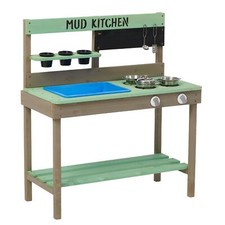 Kids Play Kitchen, Wood Mud Kitchen w/ Water Play Set Cooking Toys for 3 8
