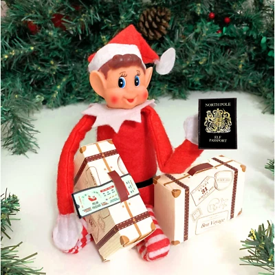 HEART FOR HEART Elf Arrival Goodbye 2 Suitcases Passport ACCESSORIES Girl Boy Lapland Prop Idea