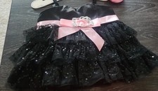 Build a Bear Sanrio Hello Kitty Black Dress Sequins Sparkle and pink bow. beauty