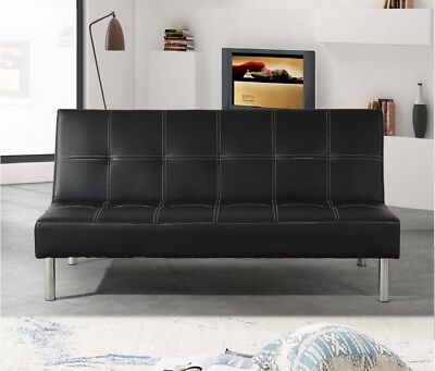 Sofa Divano In Ecopelle Nero DIVANO LETTO ECOPELLE NERO