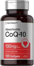 CoQ10 100mg Softgels  120 Count  Non-GMO and Gluten Free  By Horbaach