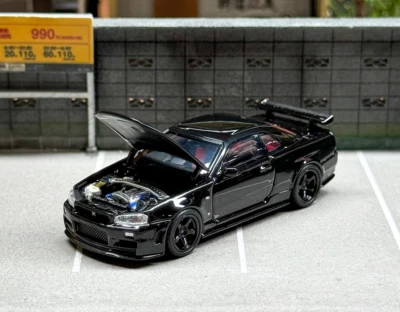 MH 1:64 Black JDM Skyline GTR R34 Z-Tune Sports Model