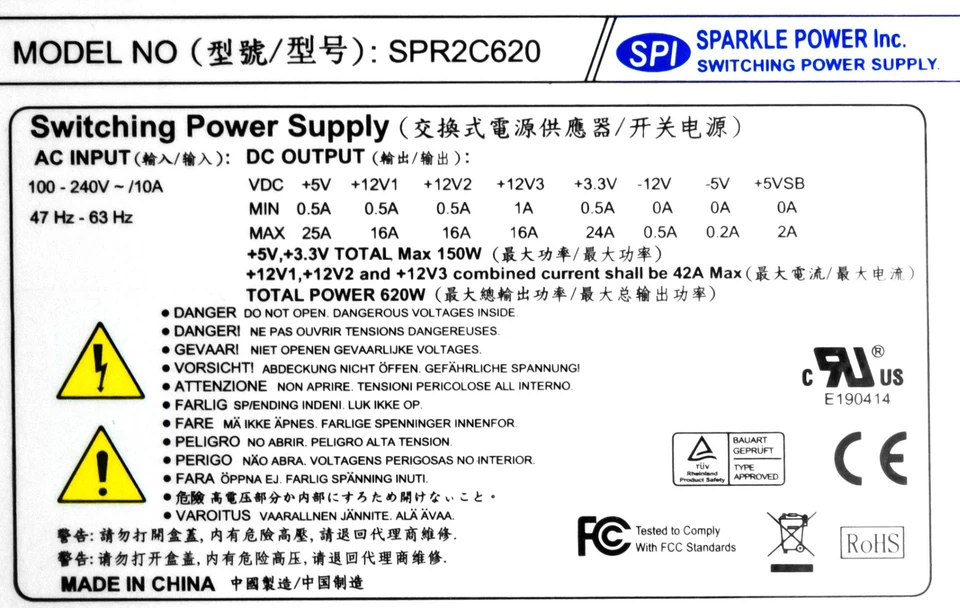 Power Supply Sparkle Power SPR2C620 620W 2U Active Pfc 2x SPR1C620 - Image 3 of 3