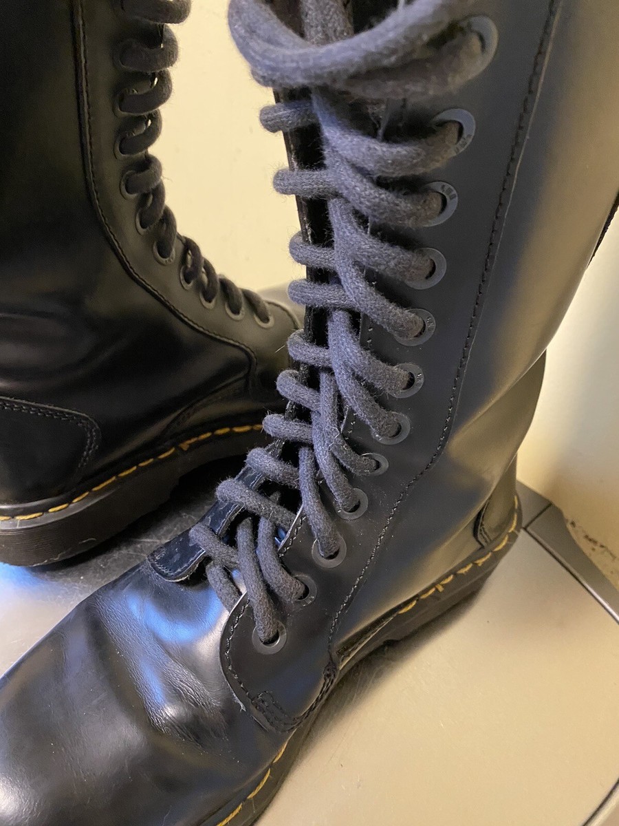 Vintage Dr. Martens Black Leather Boots 14 Eye - Made In England