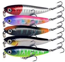 5PCS Fishing Lure Pencil Artificial Hard Baits Treble Hooks Bass Carp Saltwater