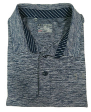 Under Armour Heat Gear Loose Mens Stretch Blue Geometric Polo Shirt XXL 2XL EUC