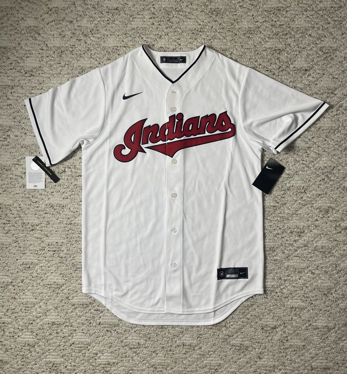 NEW Sz MED Men's Nike Cleveland Indians Baseball Jersey White Rare
