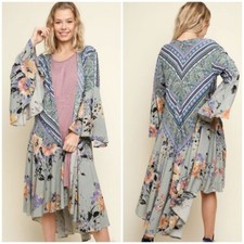 Boho Floral Patchwork Kimono Sz S 2/3 JUNIORS NWT G1837SG