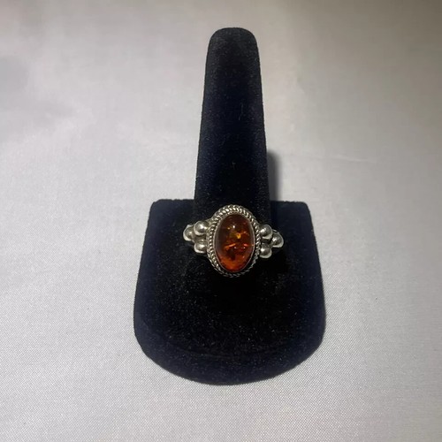 Cognac Baltic Amber 925 Sterlingsilber Keltisches Design Ring