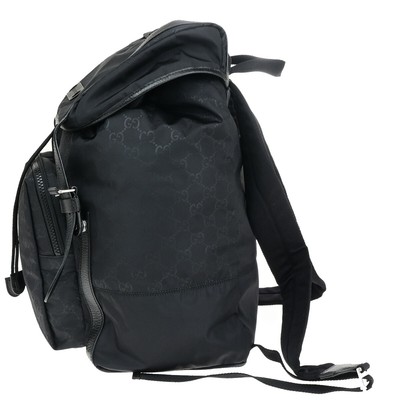 GUCCI Logo GG Pattern Backpack Bag Nylon Leather Black SHW  display picture 1