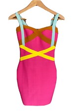 Meilum Women's Pink Sleeveless Bandage Bodycon Dress Size S