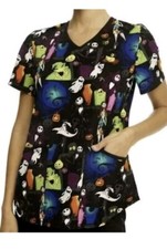 The Nightmare Before Christmas Halloween Scrub Top Shirt Women Size 3XL New