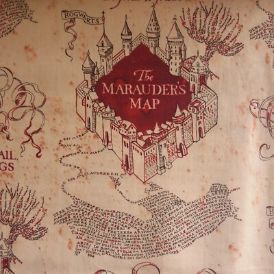 Harry Potter Lizenzbuch Hogwarts taupe Plünderer Karte Baumwolle Stoff pro 50 cm