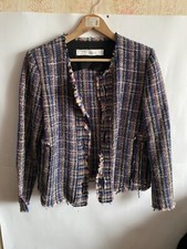 IRO Frannie Distressed Cotton Blend Tweed Women's Jacket Multicolor Size 44