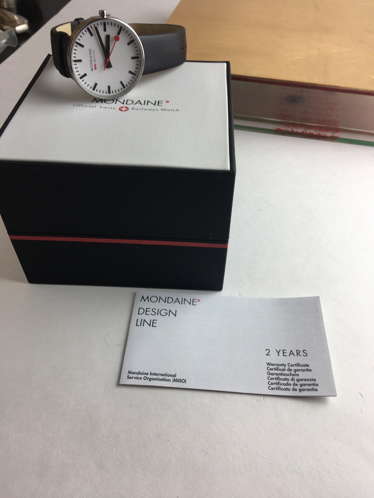 Mondaine Watch Elegant A660 . 30328.11SBB Black Leather Analog 