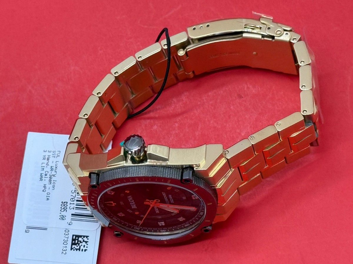 🔥🔥 Bulova Precisionist Icon Diamonds Quartz Gold Tone Steel