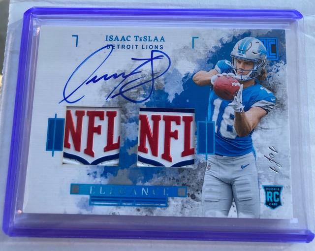 2025 Panini Impeccable Isaac Teslaa Rookie NFL Shield Patch Auto Card #d 1/1