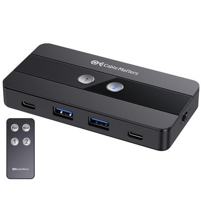 Cable Matters USB C Switch für 2 Computer gemeinsame Nutzung 4x USB-C/A Geräte schwarz