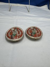 Two Vintage 1969 Boston Celtics NBA Orange Enamel Basketball Belt Buckle B3A