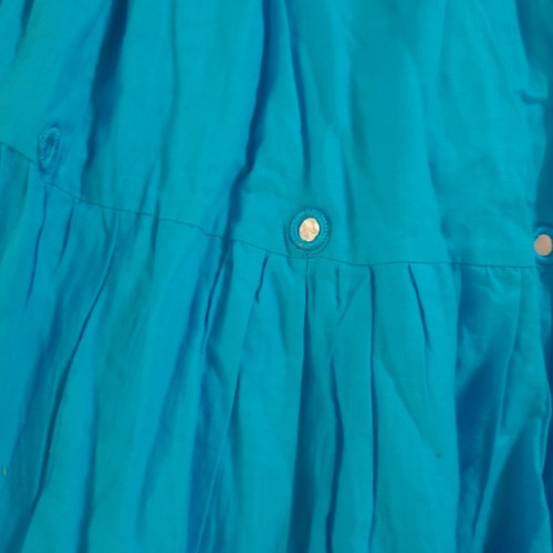 India Arts One Size Mirrored Bright Blue Cotton Large Broom Skirt - Picture 2 of 4