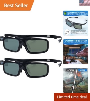 Versatile 2D to 3D Rechargeable Shutter Glasses for DLP-Link Projectors - 2-Pack