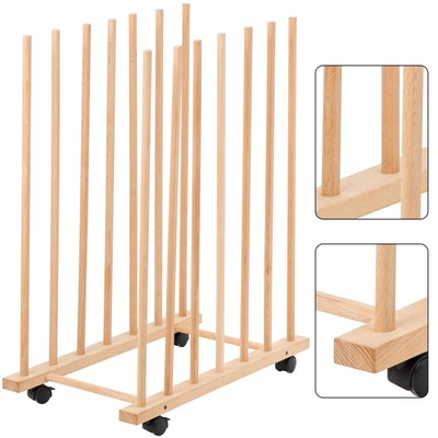 Large Art Storage Rack with Four Caster Wheels - Wooden Canvas Storage Stand ...
