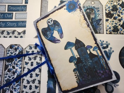 Junk Journal Booklet ''NIGHT GUARDIANS'' HANDMADE Whimsical Night Animals 9X6 40pg