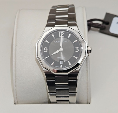 Concord Mariner Steel Date Ladies Watch Black Dial, 26mm Quartz  New! $1500