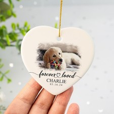 Custom Pet Memorial Ornament Forever Loved Ceramic Dog Loss Gift