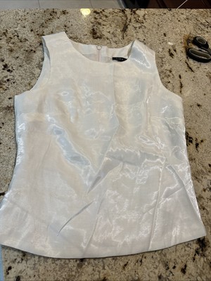 Shimmery Off White  Rayon Polyester Fitted Top Back Zip Elegant