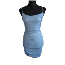 Windsor Y2K Sparkly Blue Bodycon Mesh Mini Dress Size S HoCo Glam Party Formal