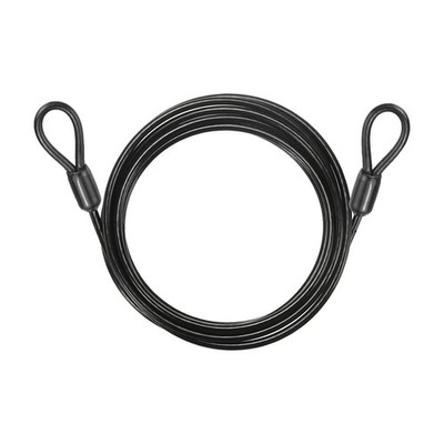 5/32'' Dia 7.2ft Security Cable Lock Vinyl Coated Steel with Loops Black