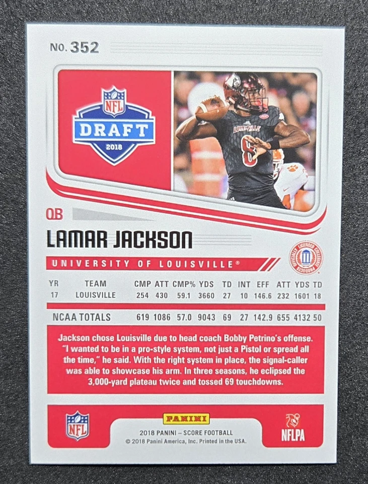 2018 Panini Score Lamar Jackson Rookie Card #352 RAVENS RC - Image 2 of 2