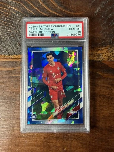 2020-21 Topps Chrome UCL SAPPHIRE Jamal Musiala Rookie RC #81 PSA 10 Gem MINT