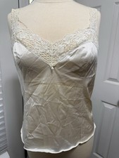 Vintage 1970s Colletron Camisole Size 38 Ivory Nylon Lace Made USA