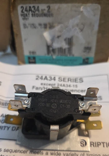 Electric Heat Sequencer Control SPST 24 Volt for Q102 / 24A34-2 / DGS102